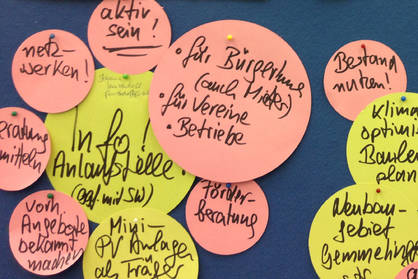 Participation process in municipal energy and climate protection concepts ((c) B.A.U.M. Consult) Pinboard with notes