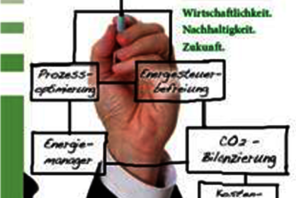 Hand zeichnet Organigramm über Energiemanagement