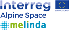 Logo des Projekts MELINDA – Mobility Ecosystem for Low-carbon and INnovative moDal shift in the Alps